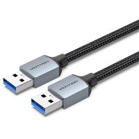 Datový kabel Vention Cotton Braided USB 3.0 A Male to A Male Cable 0.5M Gray Aluminum Alloy Type