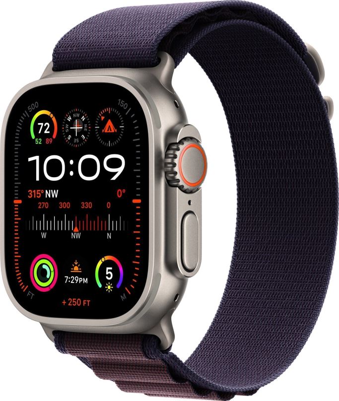 Chytré hodinky Apple Watch Ultra 2 49mm titanové pouzdro s indigo alpským tahem - Small