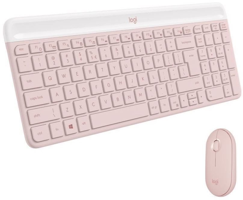 Set klávesnice a myši Logitech Slim Wireless Combo MK470, růžová - US