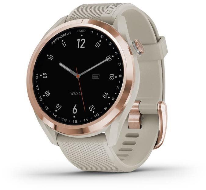 Chytré hodinky Garmin Approach S42 Rose Gold/Light Sand Silicone Band