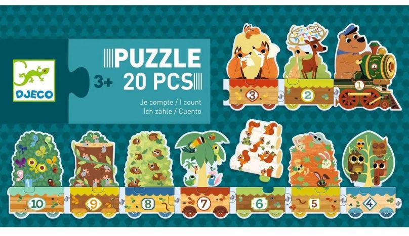 Puzzle DJECO Puzzle Vlak se zvířátky - 20 pcs