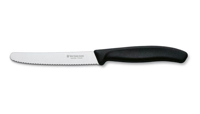 Kuchyňský nůž Victorinox nůž na rajčata s vlnkovaným ostřím 11 cm černý