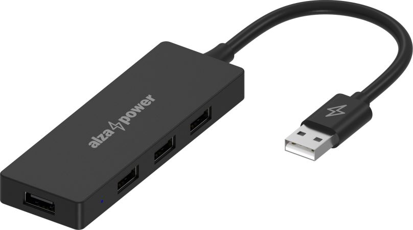 USB Hub AlzaPower FlatCore USB-A (M) na 4× USB-A 2.0 (F) černý