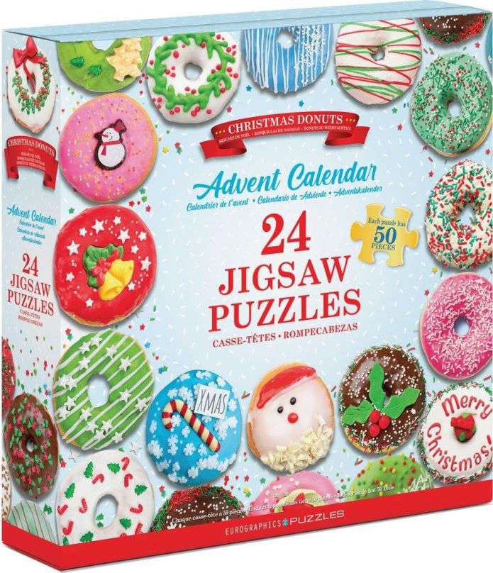 Adventní kalendář EUROGRAPHICS Puzzle Adventní kalendář: Vánoční donuty 24 x 50 dílků