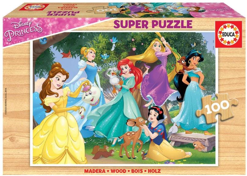 Puzzle Educa Dřevěné puzzle Disney Princezny 100 dílků