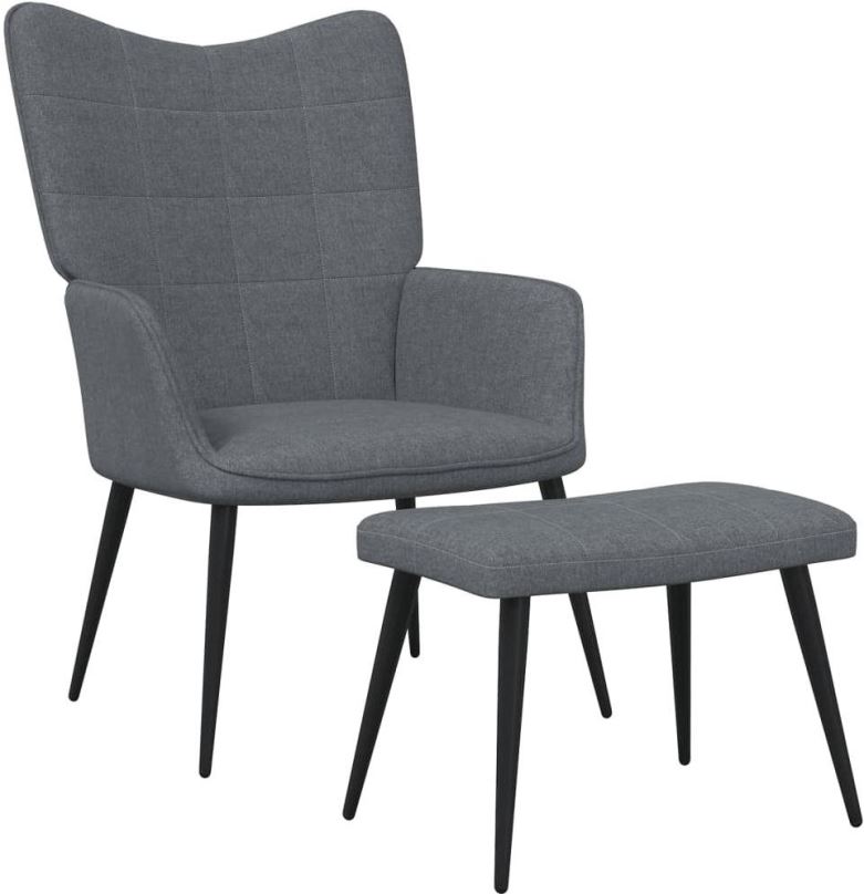 Křeslo Relaxační židle se stoličkou tmavě šedá textil, 327953