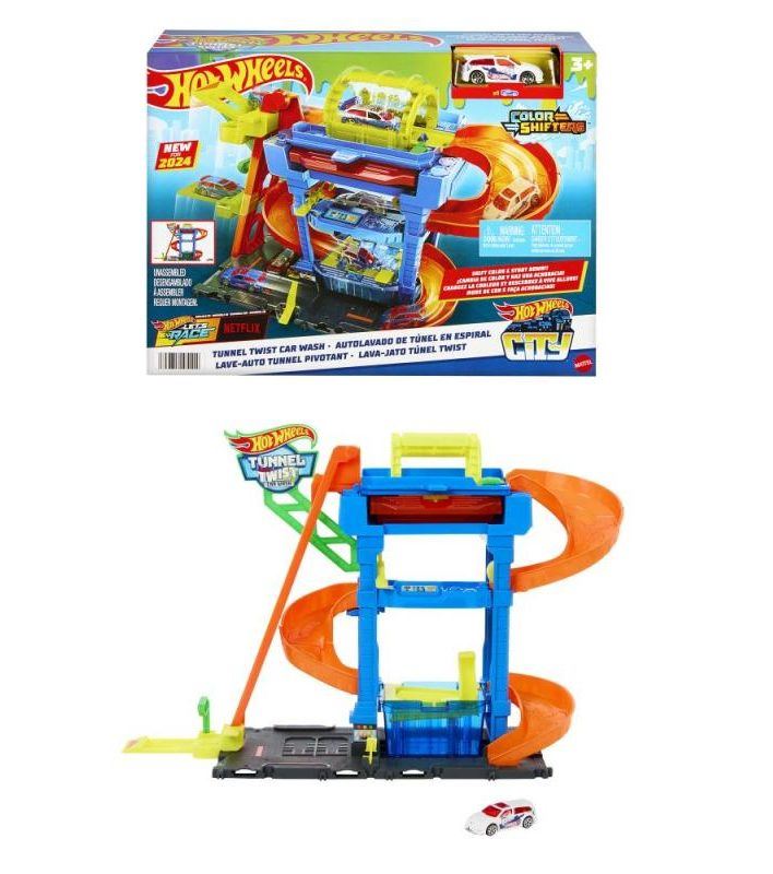 Hot Wheels® City Color Shifters Automyčka s otočným tunelem, HTN80