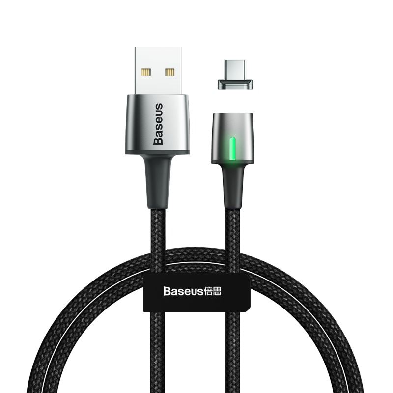 BASEUS Zinc magnetický kabel USB / USB Type-C 1m, černý