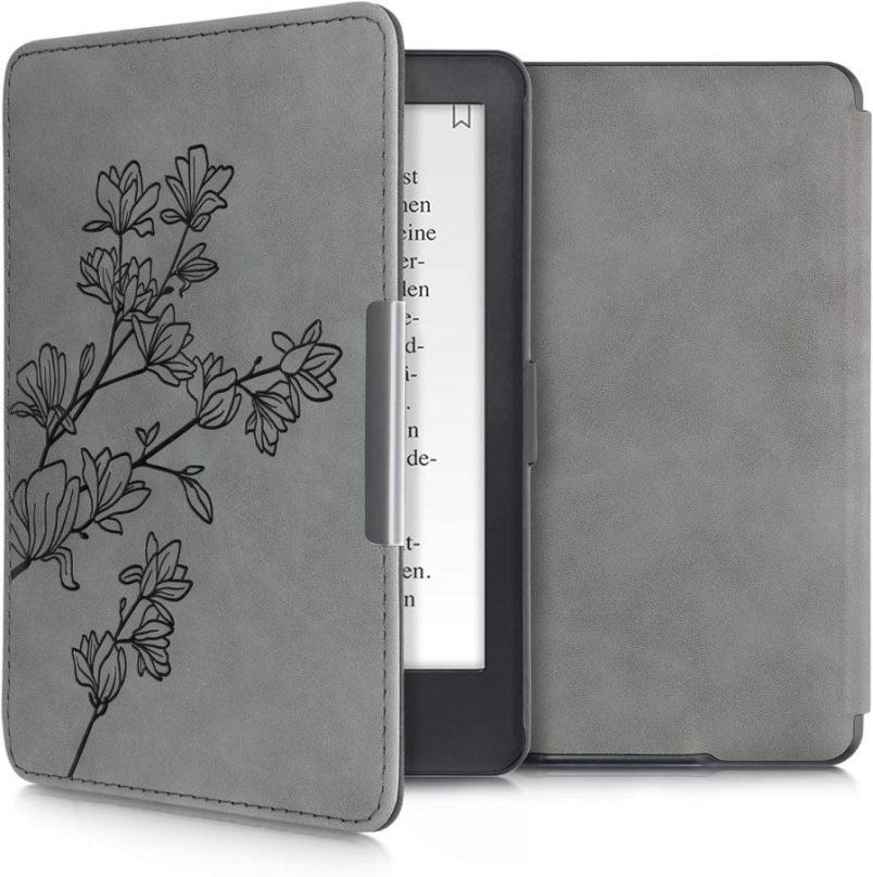 Pouzdro na čtečku knih KW Mobile - Magnolias - KW4974704 - pouzdro pro Amazon Kindle Paperwhite 1/2/3 - šedé