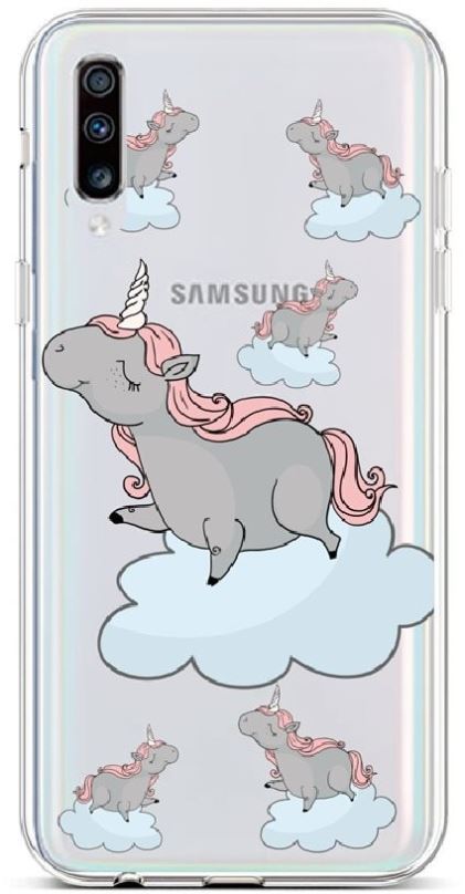 Kryt na mobil TopQ Samsung A70 silikon Grey Unicorns 42501