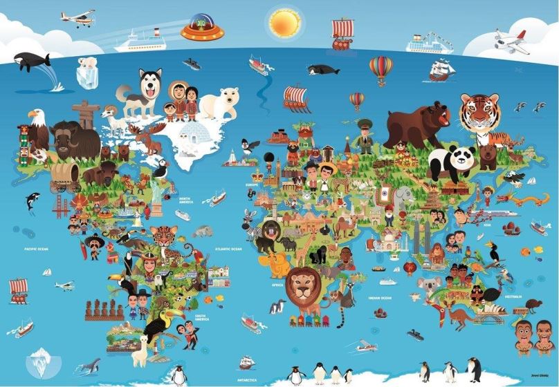 Puzzle Anatolian Puzzle Kreslená mapa světa 260 dílků