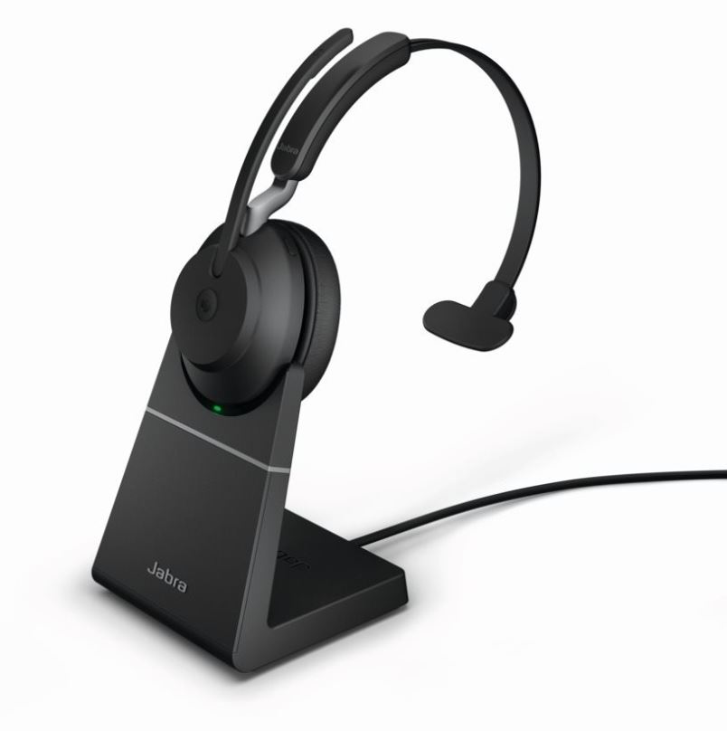 Bezdrátová sluchátka Jabra Evolve2 65 MS Mono USB-A Stand Black