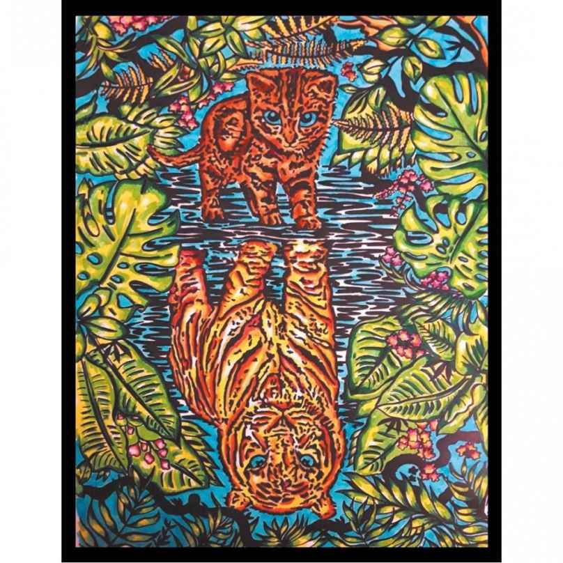 Omalovánky Colorvelvet Sametový obrázek Tygr/Kočka, 47 x 35 cm