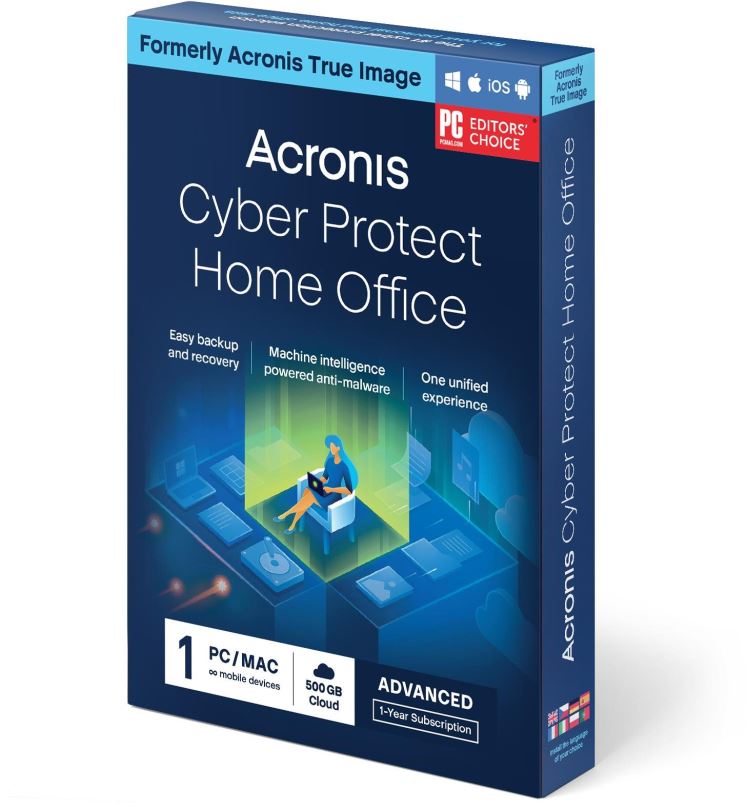 Zálohovací software Acronis Cyber Protect Home Office Advanced pro 5 PC na 1 rok + 500 GB Acronis Cloud Storage (elektro
