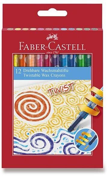 Voskovky FABER-CASTELL Twist v plastovém těle, 12 barev