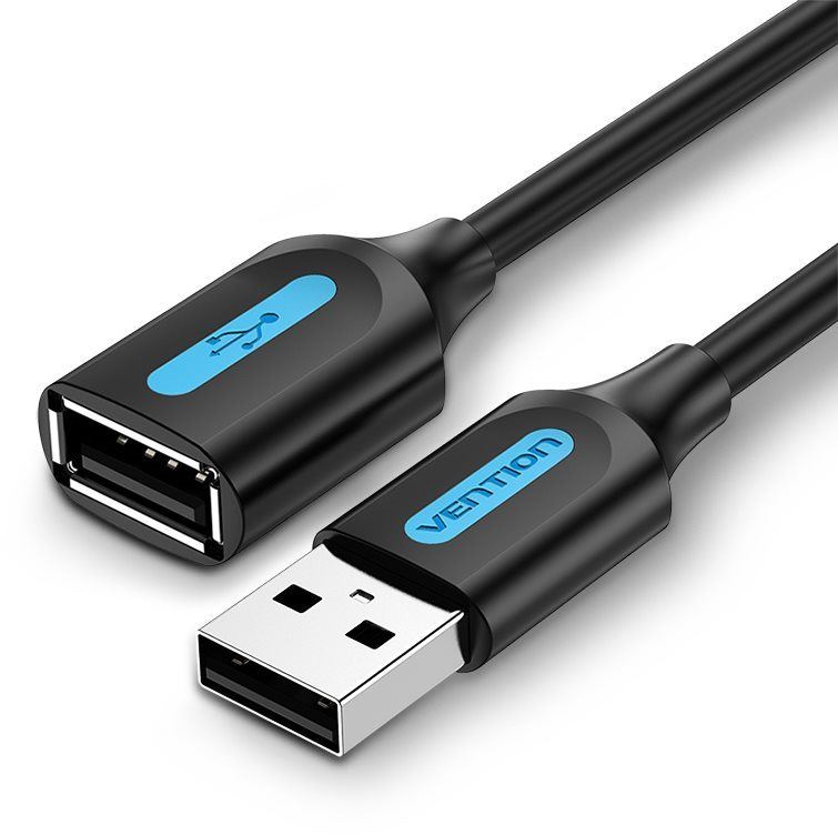 Datový kabel Vention USB 2.0 Male to USB Female Extension Cable 3m Black PVC Type