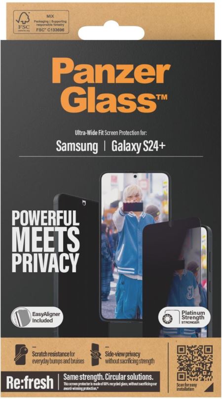 Ochranné sklo PanzerGlass Privacy Samsung Galaxy S24+ s instalačním rámečkem