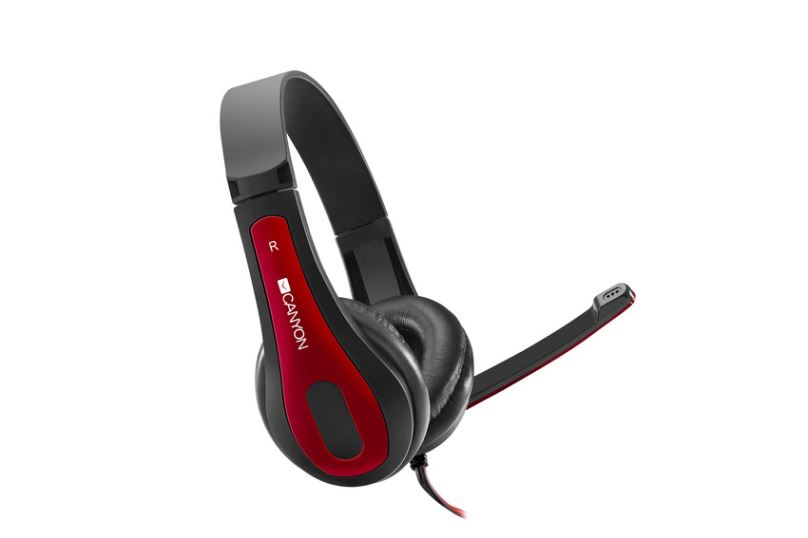 CANYON headset HSC-1, lehký, 3,5 mm jack TRRS, černo-červená