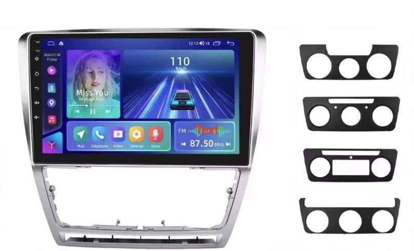 Ossuret 10" Autorádio pro Škoda Octavia II 2, GPS navigace, WiFi, USB - stříbrný rámeček