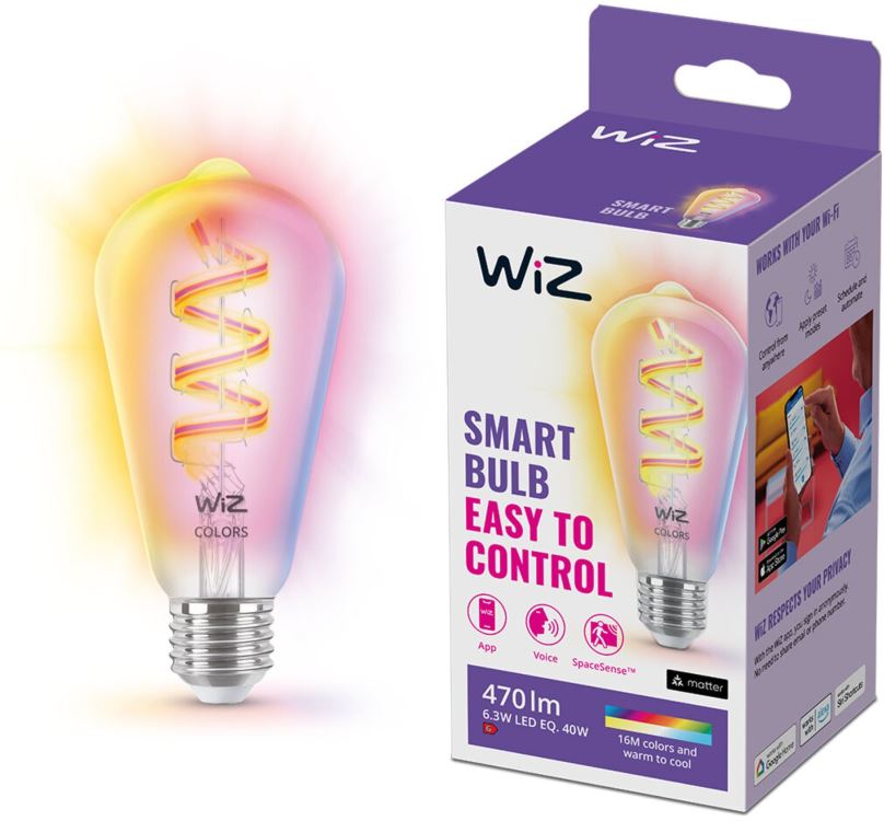 LED žárovka Wi-Fi BLE ST64 E27 922-65 RGB CL 1PF/6