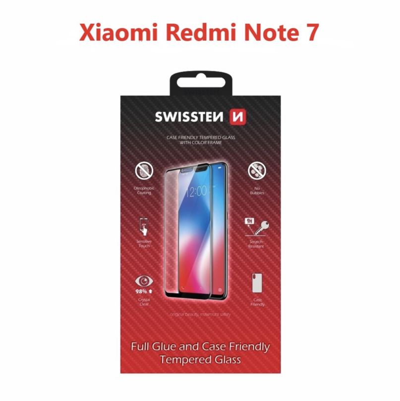 Ochranné sklo Swissten Case Friendly pro Xiaomi Redmi Note 7 černé