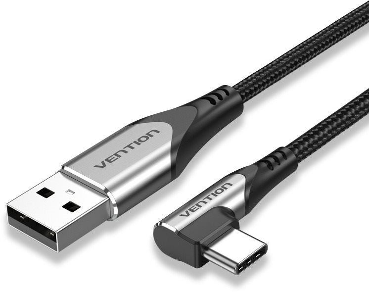 Datový kabel Vention Type-C (USB-C) 90° <-> USB 2.0 Cotton Cable Gray 2m Aluminum Alloy Type