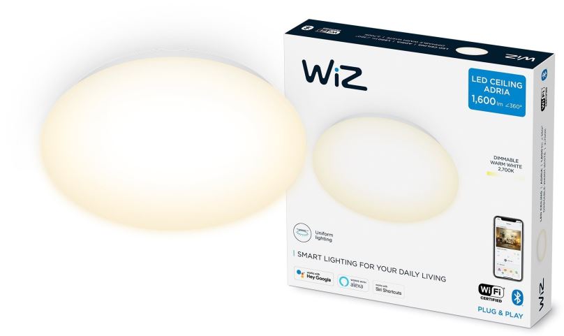 WiZ Dimmable 8719514338050 LED stropní svítidlo Adria 1x17W | 1600lm | 2700K - stmívatelné, bílá
