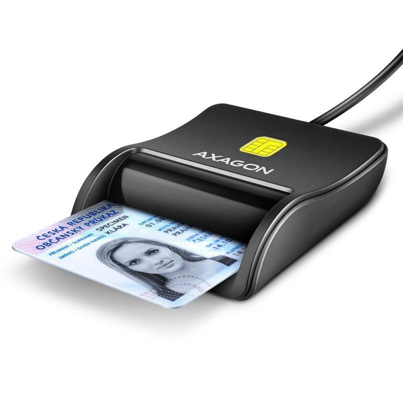 Čtečka eObčanek AXAGON CRE-SM3N Smart card / ID card FlatReader, USB-A cable 1.3 m