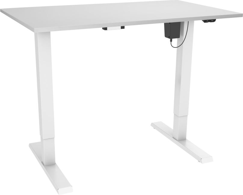 Výškově nastavitelný stůl AlzaErgo Table ET2.1 bílý + deska TTE-12 120x80cm bílý laminát