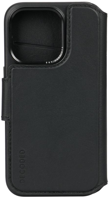 Pouzdro na mobil Decoded Leather Detachable Wallet Black iPhone 15 Pro