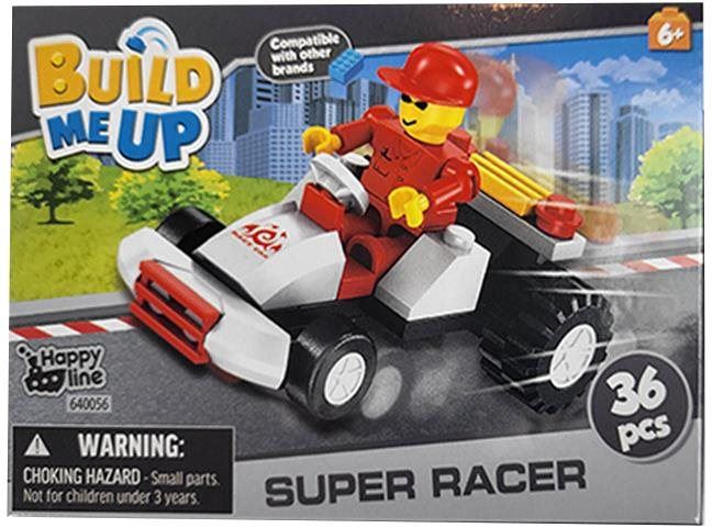 Stavebnice Mikro trading BuildMeUp stavebnice super racer - Autíčko bílé s panáčkem 36 ks