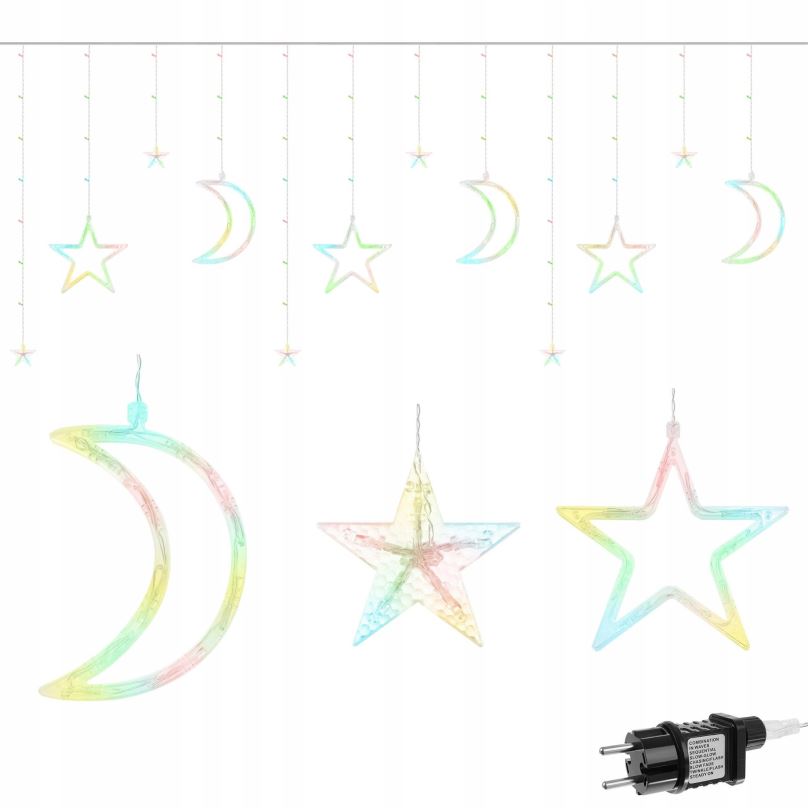 Vánoční osvětlení ISO 11328 hvězdy, měsíc 138 LED multicolor