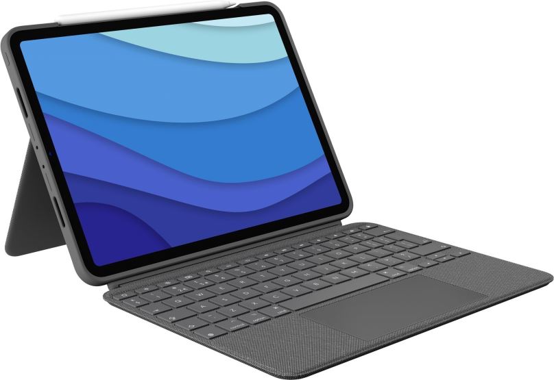 Pouzdro na tablet s klávesnicí Logitech Combo Touch pro iPad Pro 11" (1., 2., 3. a 4. gen), šedá - CZ/SK