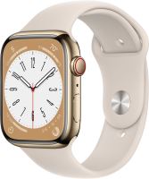 Chytré hodinky Apple Watch Series 8 45mm Cellular Zlatý nerez s hvězdně bílým sportovním řemínkem