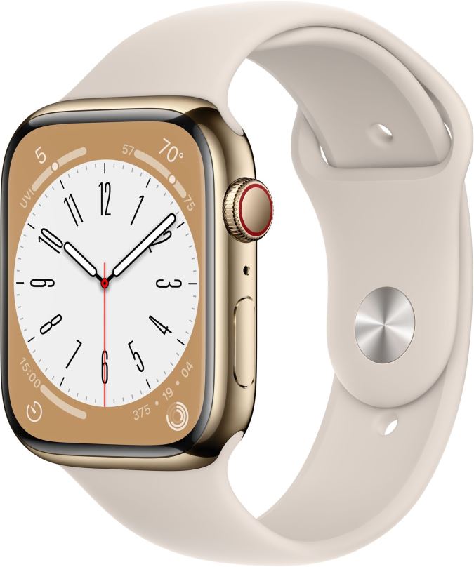 Chytré hodinky Apple Watch Series 8 45mm Cellular nerez se sportovním řemínkem