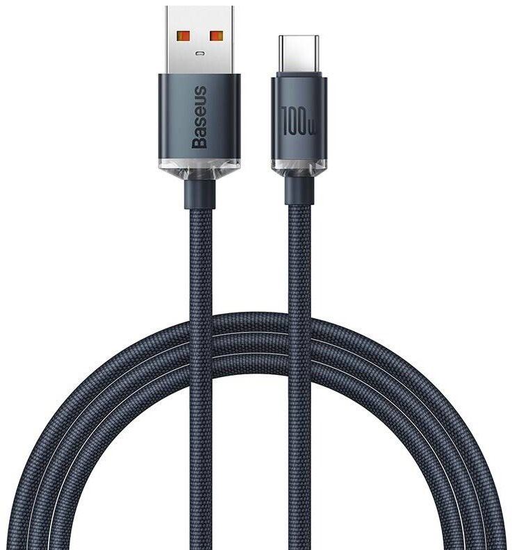 Datový kabel Baseus Crystal Shine Series nabíjecí / datový kabel USB-A / USB-C 100W 1,2m, černá