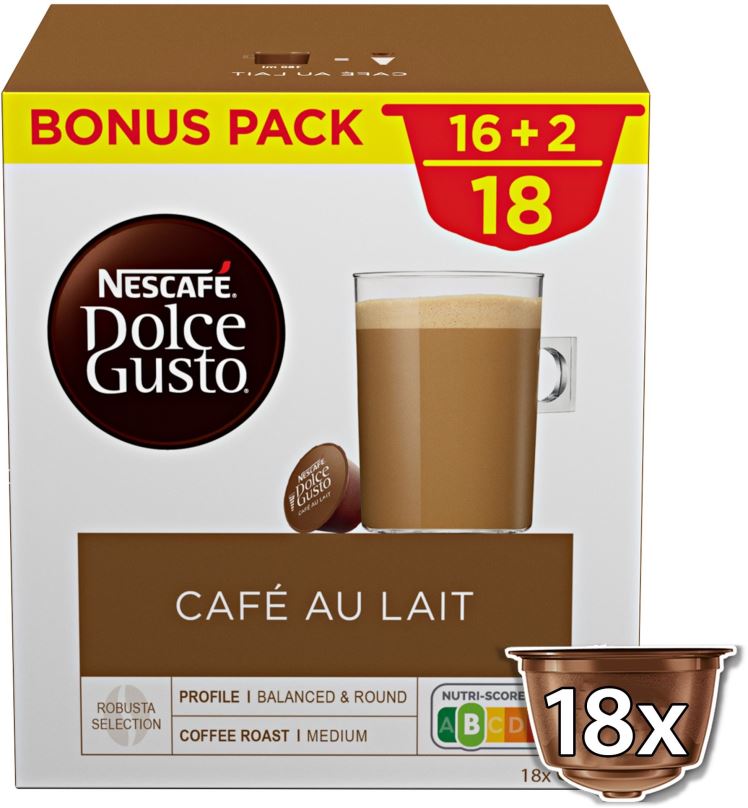 Kávové kapsle NESCAFÉ® Dolce Gusto® Café au Lait, 18 ks