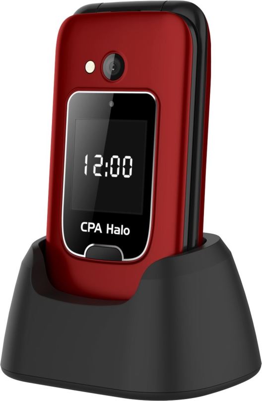 Mobilní telefon CPA Halo 25 Senior červený s nabíjecím stojánkem