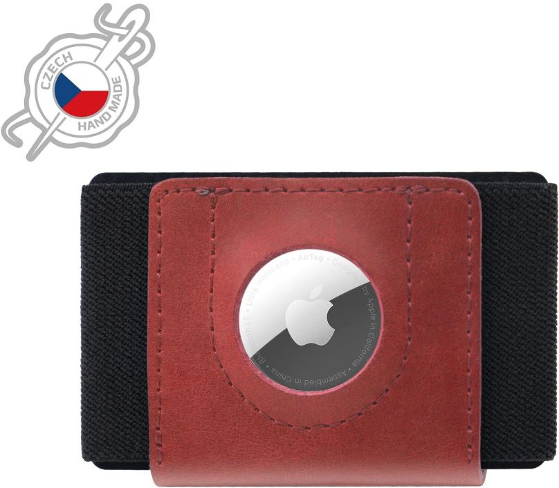 Peněženka FIXED Tiny Wallet for AirTag z pravé hovězí kůže červená