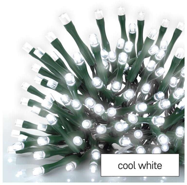 Světelný řetěz EMOS LED vánoční řetěz, 12 m, venkovní i vnitřní, studená bílá, časovač