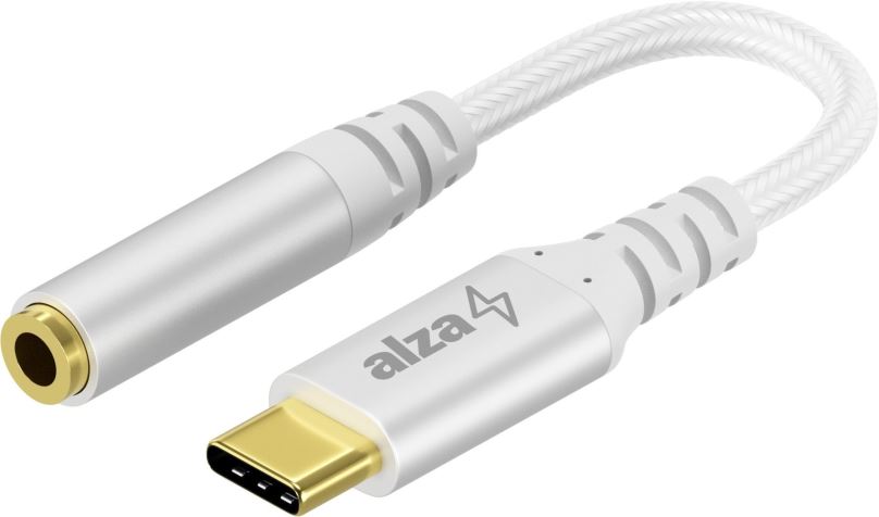 Redukce AlzaPower USB-C (M) na 3.5mm Jack (F) 0.1m stříbrná