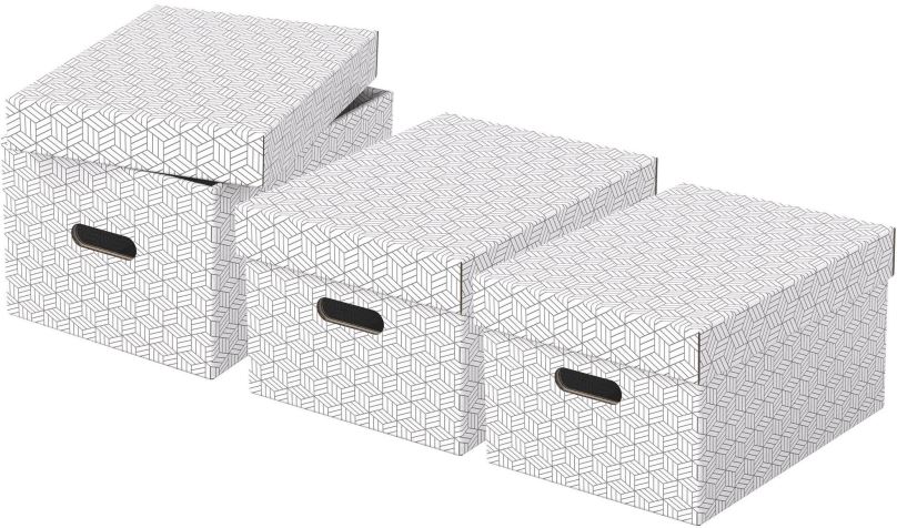 Archivační krabice ESSELTE Home, velikost M, 26.5 x 20.5 x 36.5 cm, bílá - set 3 ks