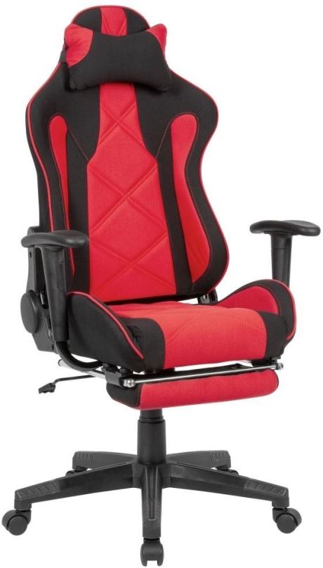 Herní židle BRÜXXI Loren, textilní potahovina, černá/červená