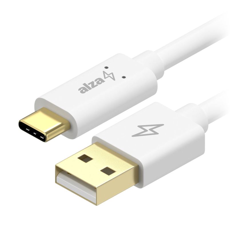 Datový kabel AlzaPower Core Charge 2.0 USB-C 0.5m bílý