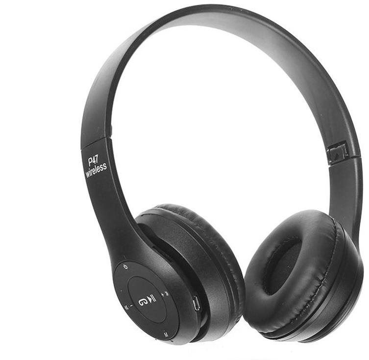 Bezdrátová sluchátka Verk 04110 Bluetooth sluchátka P47, bezdrátová sluchátka s mikrofonem a MP3 přehrávačem černá