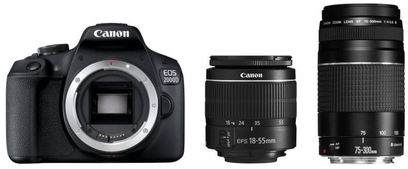 Digitální fotoaparát Canon EOS 2000D + EF-S 18-55 mm f/3,5-5,6 DC III + EF 75-300 mm f/4-5.6 III