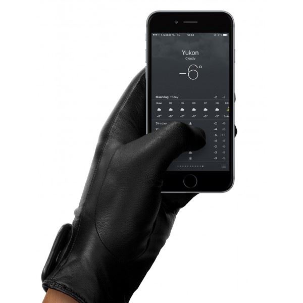 MUJJO Kožené dotykové rukavice - velikost 9 - černé