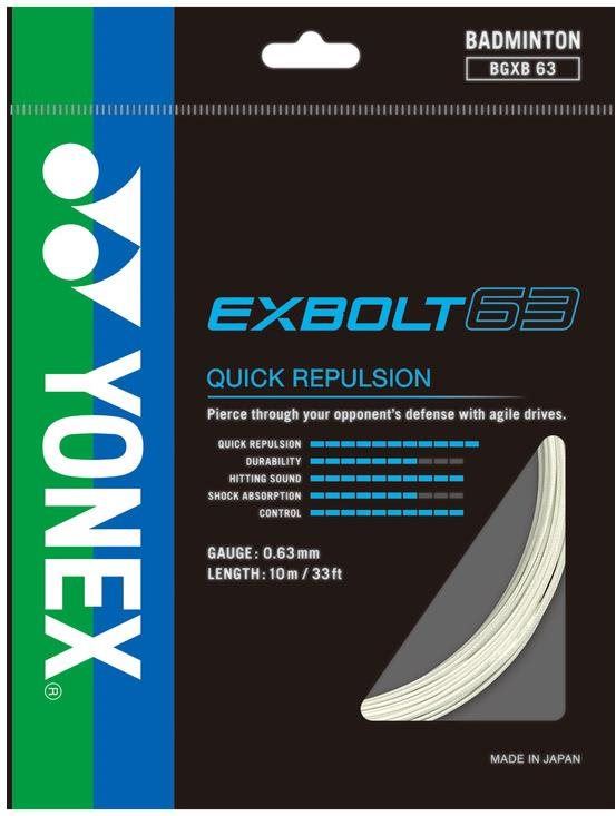 Badmintonový výplet Yonex Exbolt 63, 0,63mm, 10m, WHITE