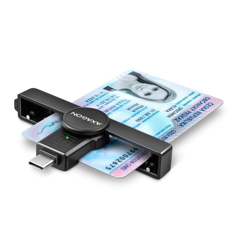 Čtečka eObčanek AXAGON CRE-SMP1C Smart card / ID card PocketReader, USB-C