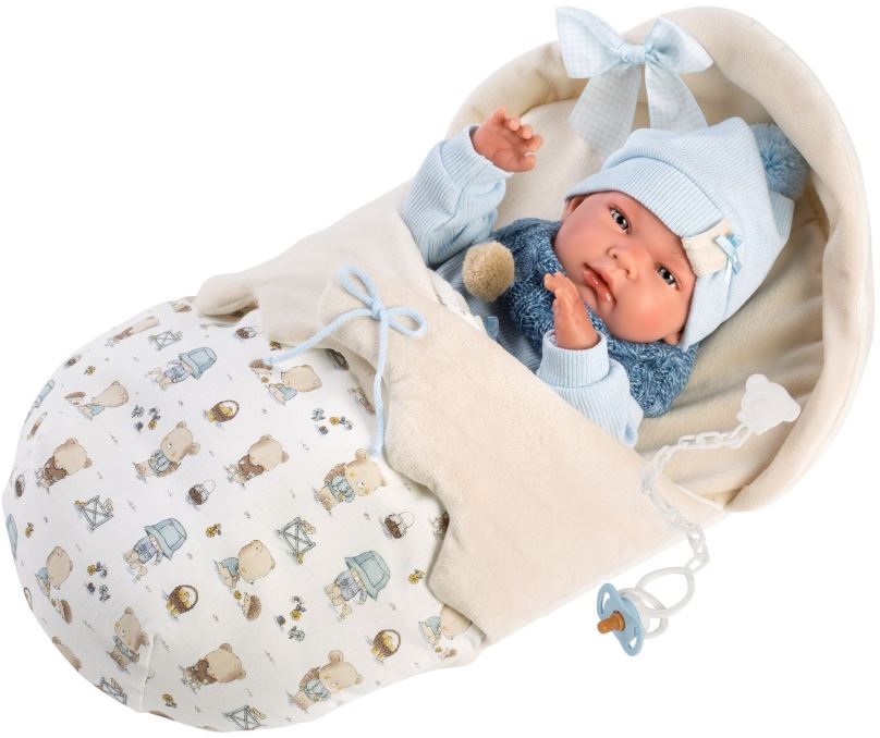 Panenka Llorens 73885 New Born Chlapeček - realistická panenka miminko s celovinylovým tělem - 40 cm